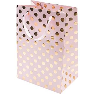 Geschenktüte rosa Punkte gold 18x26x12cm - Rosa