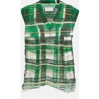 Maison Margiela Distressed checked mohair-blend sweater vest - multicoloured - XS