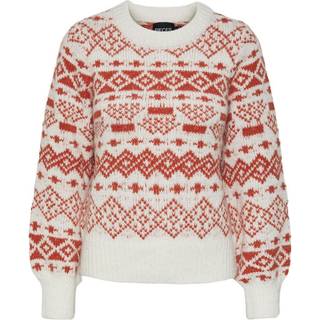Pieces - Rød - Pcjianna Ls O-Neck Knit Bc - Small