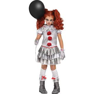 Böses Jahrmarkts Clownmädchen Kinderkostüm L