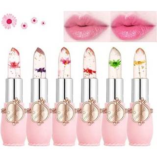 BTSPRING KLAR BLOME GELL LIPSTICK 6 pakker nærende fugtighedscreme Lip Balm Temperatur Farve Skift læbestift Matte Langvarig Lip Gloss (lyserød)