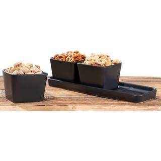 WENKO Kitchen Snack & Dip sæt med bakke og 3 x 300 ml skåle, sort