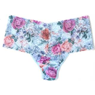 Hanky Panky Signature Lace Print Retro Thong - Blue Pattern - One Size