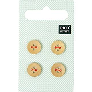 Holzknopf 1,1cm 4 Stück 4 Löcher - Beige