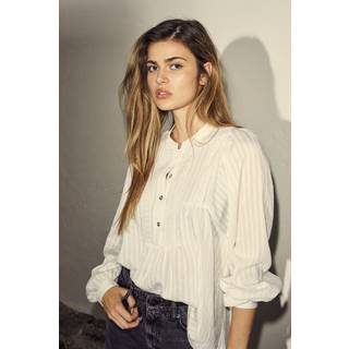 SelmaCC Placket Bluse, White, L