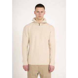 Knowledge Cotton Apparel Men's 1/2 Neck Zip Merino Wool Rib Knit Kelp, S