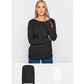 Long Tall Sally Long Tall Sally Black 100% Cotton Crew Neck T-Shirts 2 Pack