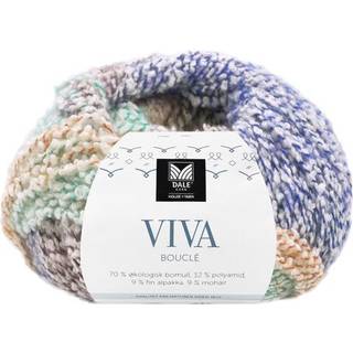 Dale Viva Bouclé Indhold:70% Økologisk Bomuld, 12% Polyamid, 9% Superfin Alpaca & 9% Mohair Vægt/længde:50 g = ca. 120 m Anbefalede pinde:5-7 mm Strikkefasthed: 10 cm = 10-13 m Kan maskinvaskes, uldprogram maks. 30°C / Tørres fladt.