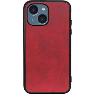 iPhone 15 Læderbelagt Plastik Bagside Cover - Rød