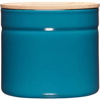 Riess Kitchen Management Vorratsdose 1,35 L Silent Blue - Emaille mit Eschenholzdeckel - Blau