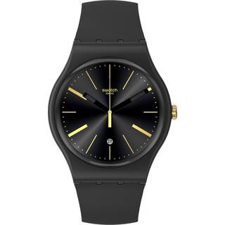 Swatch Holiday Collection A Dash Of Yellow Black Dial Silicone Strap Unisex Watch SO29B403