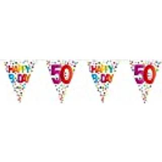 Farbenfrohe Happy B-Day 50 Wimpelgirlande 10m
