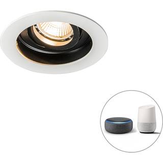 Smart indbygningsspotlight hvid med stål inkl. Wifi GU10 - Rondoo