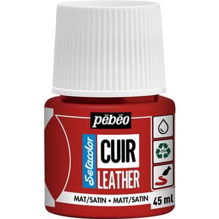 Pebeo Cuir Leather 45 ml læderfarve, farver også PU-læder – Rød, mat satinfinish