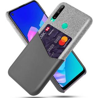 Huawei P40 Lite E Imiteret Læder Cover m. Kortholder - Grå