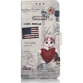 Sony Xperia 5 V Læder Cover m. Pung - Kat m. Hjerte