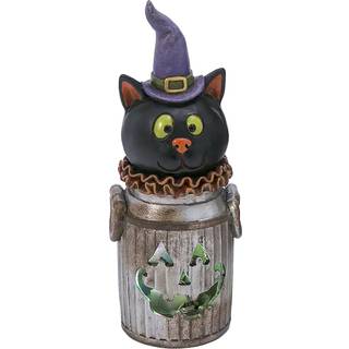 Halloween Katze in leuchtender Milchkanne 18cm