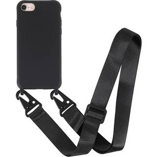 iPhone SE (2022 / 2020) / 8 / 7 Fleksibelt Plastik Bagside Cover m. Skulderstrop - Sort