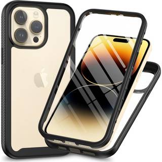 SKALO iPhone 15 Pro Max Stødsikker Clear Hybrid Cover + Skaermbeskyttelse - Sort