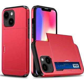 iPhone 13 Håndværker Cover m. Kortholder - Rød
