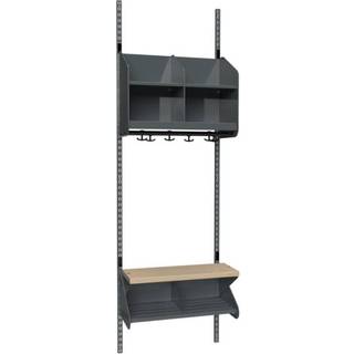 BST garderobe startsektion model C med 2 pladser 600mm mørk grå