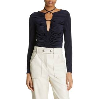 Veronica Beard Roque keyhole jersey top - blue - XS