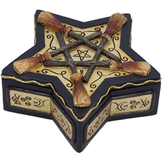 Schmuckschatulle mit Pentagramm & Hexenbesen 16cm
