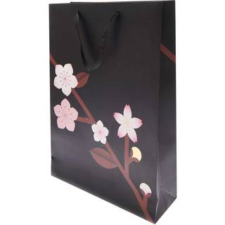 Paper Poetry Geschenktüte Kirschblütenzweig schwarz 33x45x10cm - Schwarz