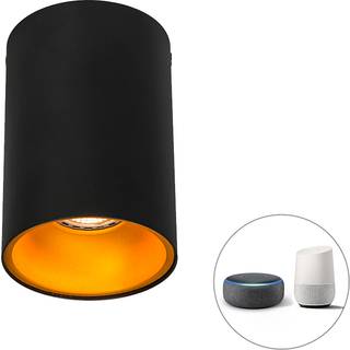 Smart spotlight sort med guld inkl. WiFi GU10 pære - Deep