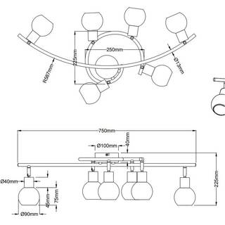 Loxy LED-loftspot, sort, 6 lyskilder