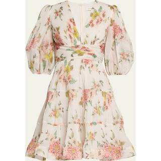 Zimmermann Floral pleated minidress - white - L
