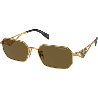 Prada Kvinde PR A51S 15N01T Solbriller Stål Guld Brun Geometrisk Normal