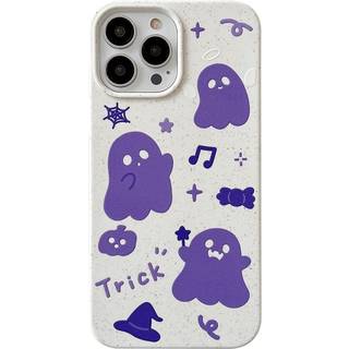 iPhone 14 Pro Fleksibel Plastik Bagside Cover m. Motiv - Lilla Spøgelser