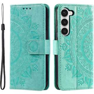 SKALO Samsung S23 Plus Mandala Flip Cover - Turkis