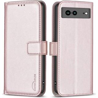 Google Pixel 7a BINFEN COLOR Præget Flip Cover - Rosa guld