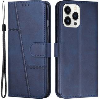 SKALO iPhone 15 Pro Embossed Triangle Flip Cover - Blå