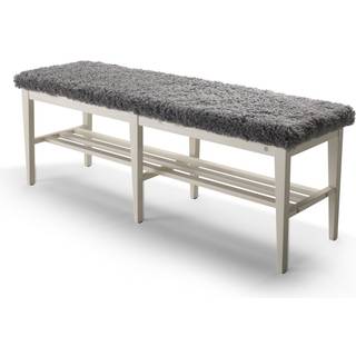 Oscarssons Möbel, Nadja Bænk 130 cm Hvidolieret ask/fåreskindslook Grå