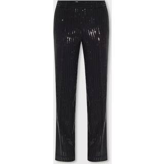 MK Pinstripe Sequined Crepe Straight-Leg Trousers - Black - Michael Kors - EU 36