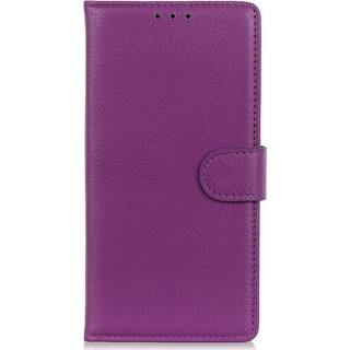 iPhone 15 Litchi Læder Flip Cover m. Pung - Lilla