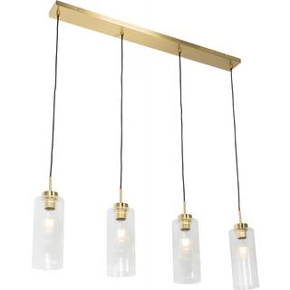 Art Deco Pendellampe guld med glas 4-lys - Laura
