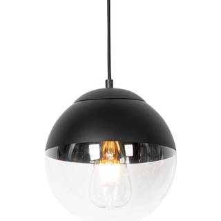 Retro pendellampe sort med klart glas 20 cm - Eclipse