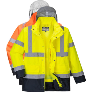 Hi-Vis 4i1 2-farvet trafikjakke - Orange/Marine (Størrelse: XXL)