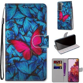 Samsung Galaxy S21 Flip Cover m. Pung - Sommerfugl