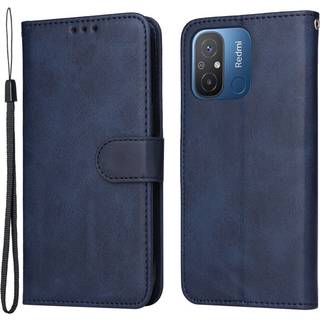 SKALO Xiaomi Redmi 12C 4G Flip Cover m. pung i PU-læder - Blå
