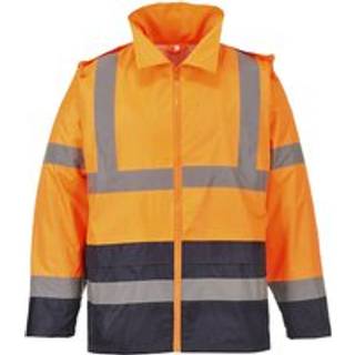 Hi-Vis Klassisk kontrast regnjakke - Orange/Marine (Størrelse: XXXL)