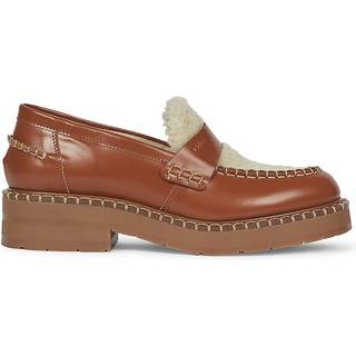 ChloÃ© Noua shearling-trimmed leather loafers - brown - EU 40