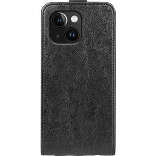 iPhone 15 Plus Vertikalt Læder Flip Cover m. Kortholder - Sort