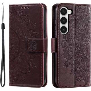 SKALO Samsung S23 Plus Mandala Flip Cover - Brun