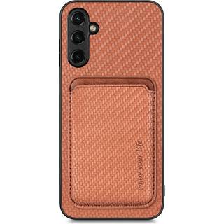 SKALO Samsung A54 5G Carbon Fiber Cover med kortholder - Brun