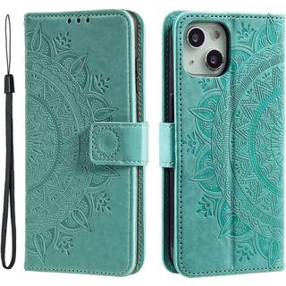 SKALO iPhone 15 Mandala Flip Cover - Turkis